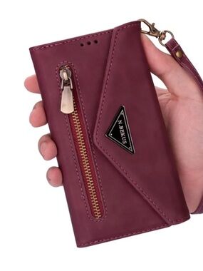 Women's Burgundy Phone Crossbody Wallet compatible with iPhone 13pro Max